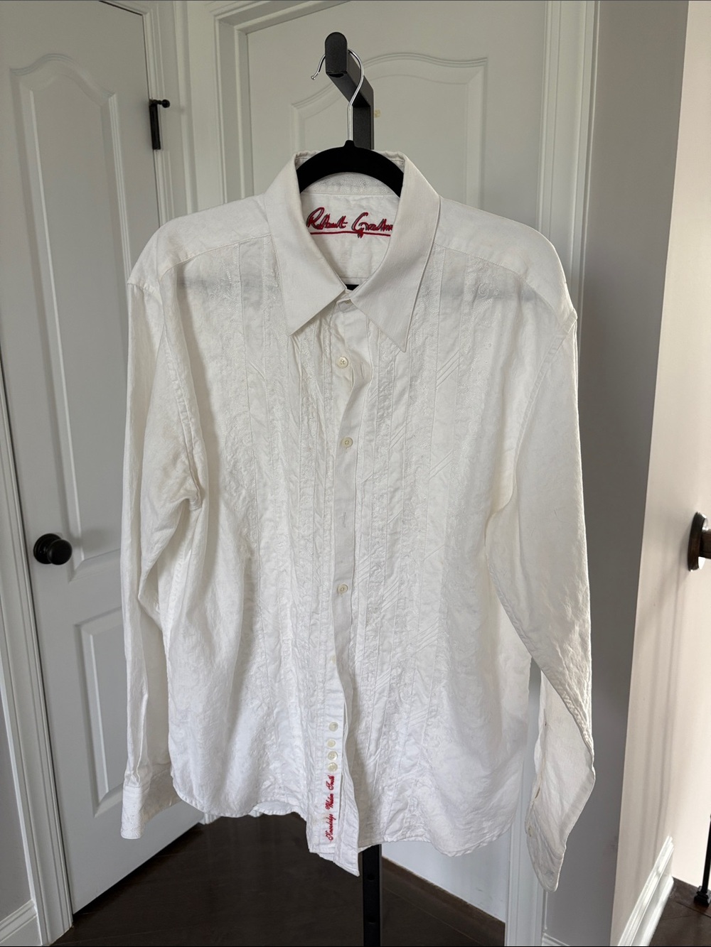Robert Graham White Embossed Long-Sleeve Dress Shirt